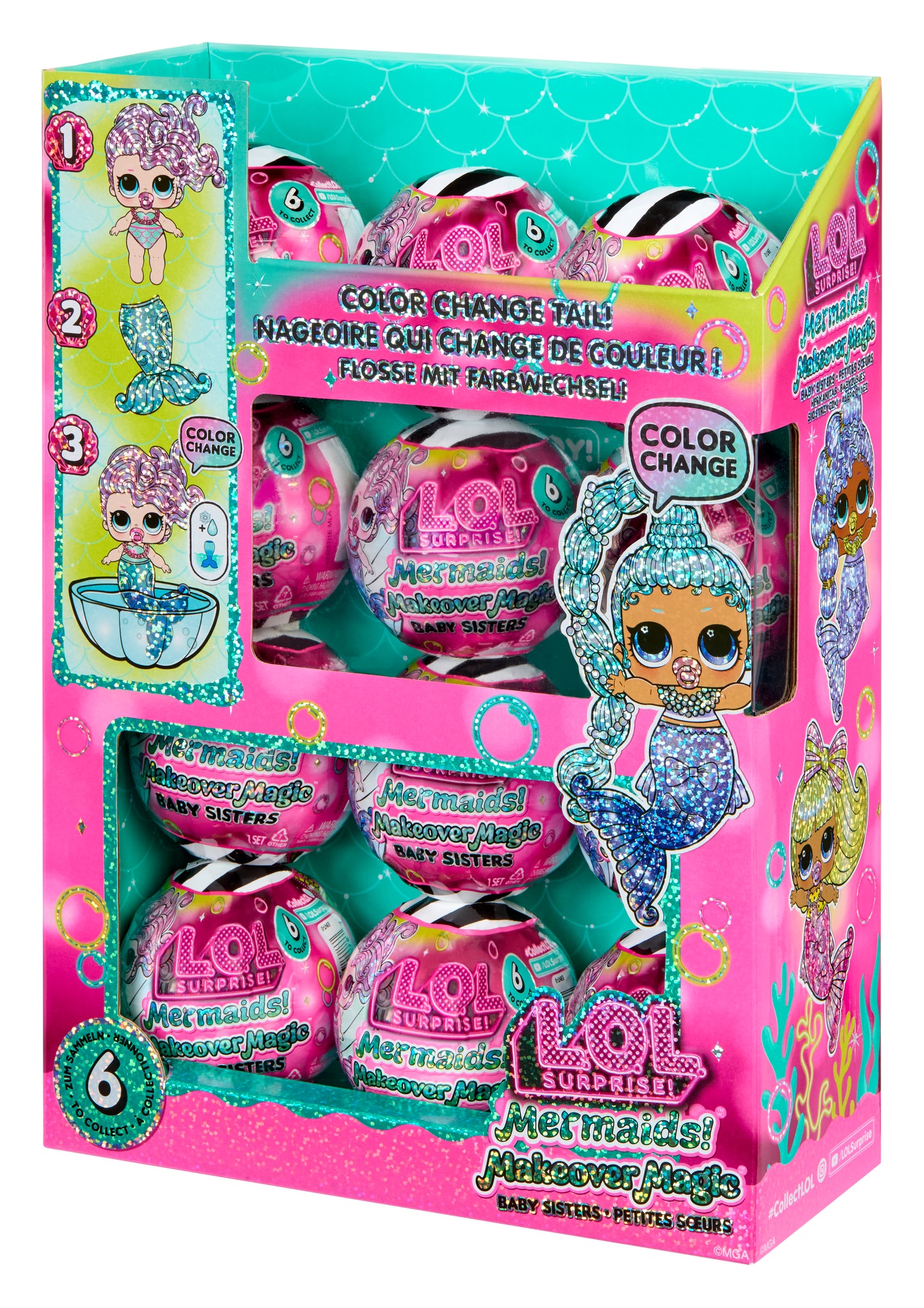 L.O.L. Surprise Mermaids! Makeover Magic Baby Sisters Asst in PDQ